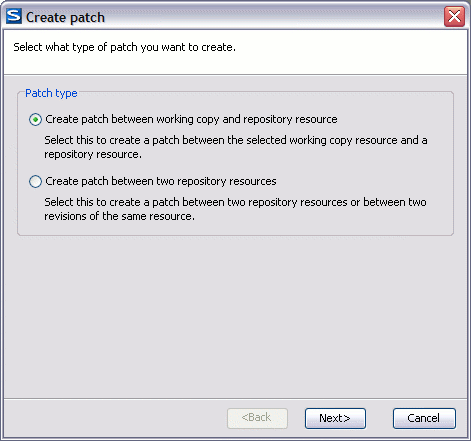 The Create patch wizard - step 1