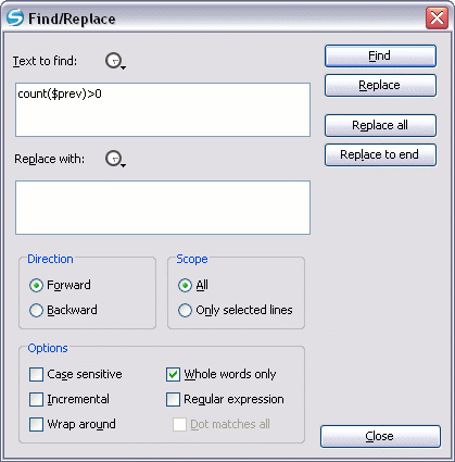 Find/Replace Dialog