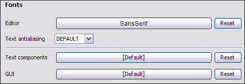 The Fonts preferences panel